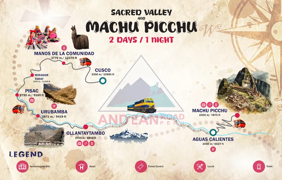 Tour Map Sacred Valley Machu Picchu 2 days